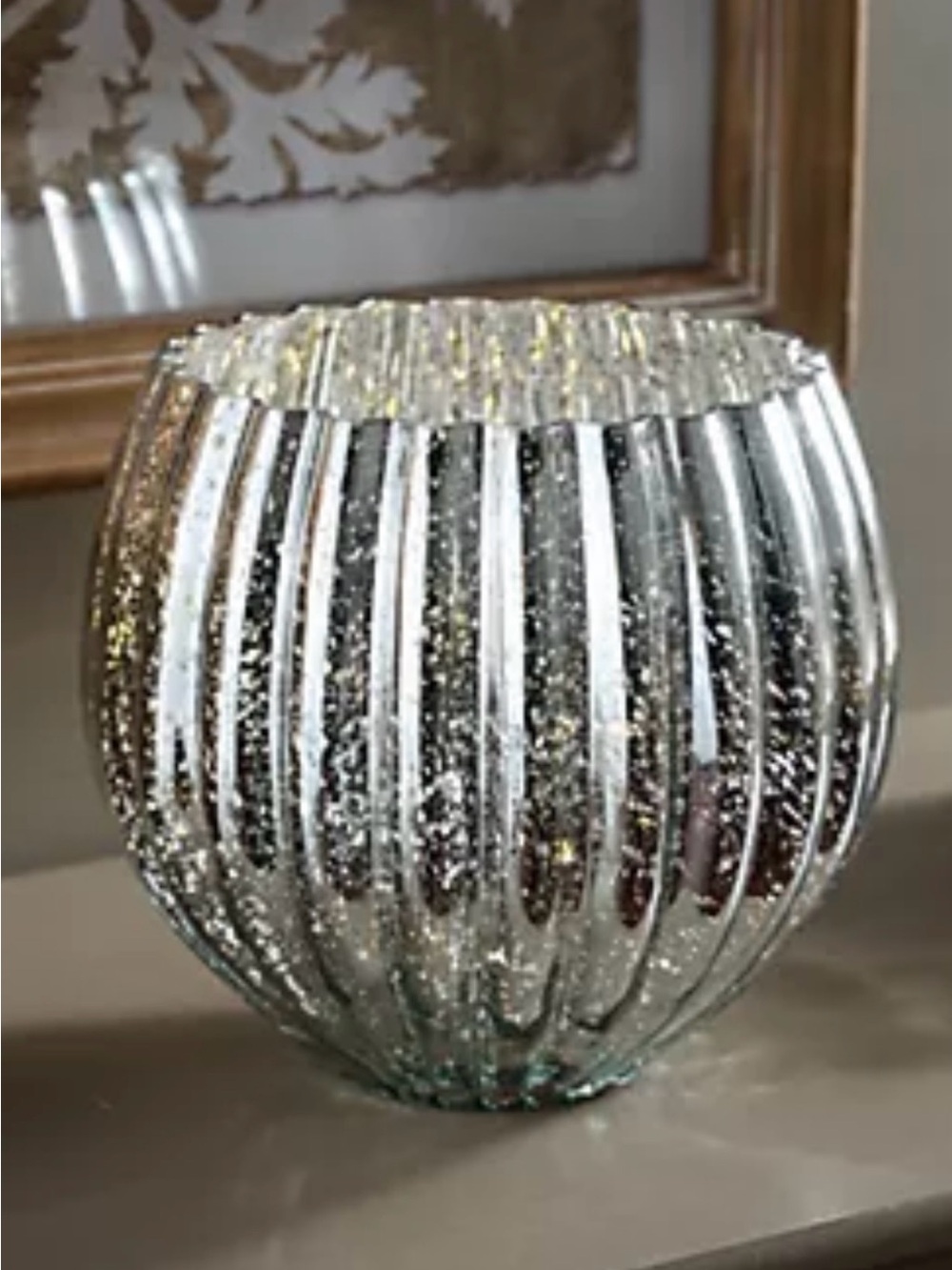 Silver Mercury Glass Ribbed Vase - Elegant Home Accents
